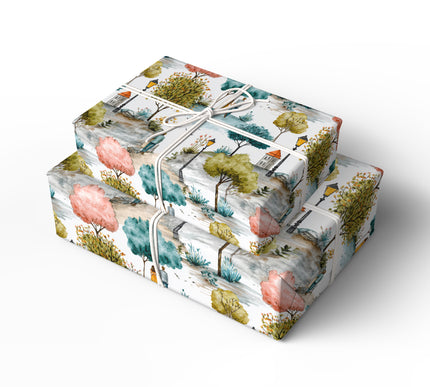 Starlit Promenade – Romantic Park Walk Scene Wrapping Paper