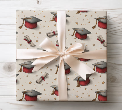 Honor academic achievements with Gradora wrapping paper, featuring elegant watercolor graduation caps and diplomas. Ideal for graduation parties, ceremonies, and congratulatory gifts. High-quality design that adds a personal touch.