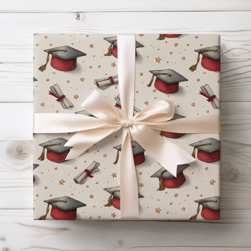 Gradora – Graduation Cap & Diploma Watercolor Wrapping Paper