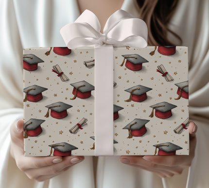 Gradora – Graduation Cap & Diploma Watercolor Wrapping Paper
