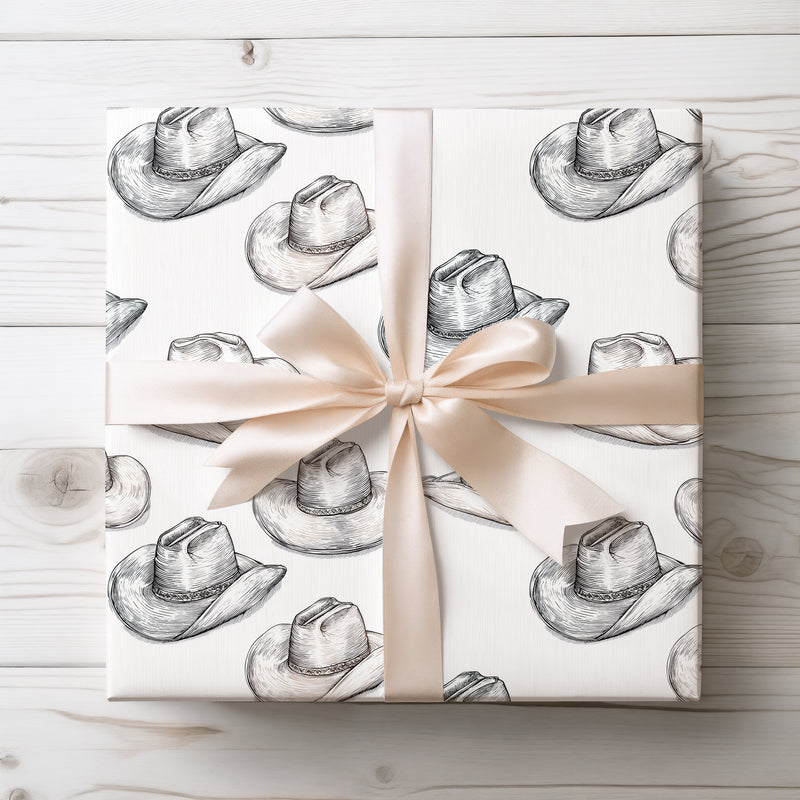 RodeoShade – Vintage Cowboy Hat Sketch Wrapping Paper