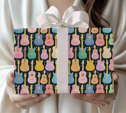 Melodic Strings - Colorful Guitar Pattern Wrapping Paper