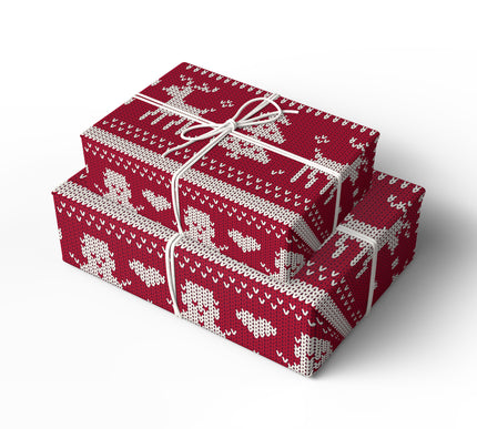 Bring timeless Christmas tradition with Nordic Hearth, a red knit reindeer wrapping paper inspired by cozy Nordic sweaters. Ideal for festive gift-giving, family gatherings, or rustic winter themes. Available in glossy or matte finishes for a perfect holiday presentation. 