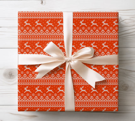 Staghaven – Reindeer and Snowflake Knit Christmas Wrapping Paper