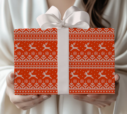 Staghaven – Reindeer and Snowflake Knit Christmas Wrapping Paper