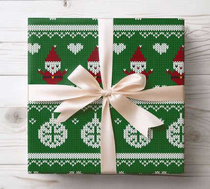 Jorvik – Green Christmas Wrapping Paper with Santa and Ornaments