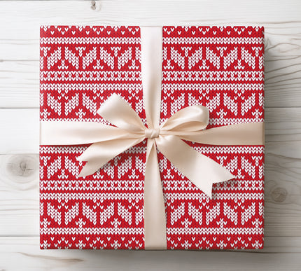 Frostreign – Nordic Arrows Knit Red & White Wrapping Paper