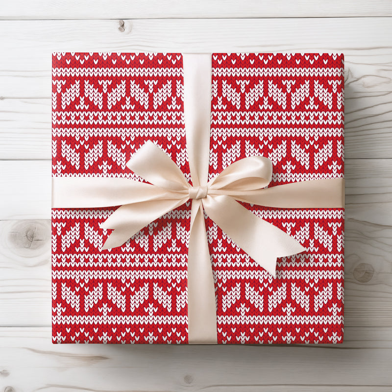 Frostreign – Nordic Arrows Knit Red & White Wrapping Paper