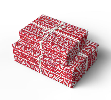 Frostreign – Nordic Arrows Knit Red & White Wrapping Paper