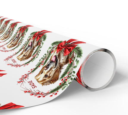 WreathWhisker – Personalized Pet with Christmas Wreath Wrapping Paper