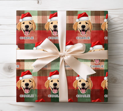 Bring pets into the celebration with PlaidTails, a custom Christmas wrapping paper featuring your pet. A perfect gift wrap for animal lovers. 