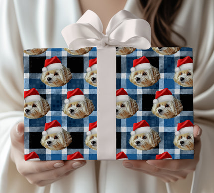 PlaidPaws Frost – Personalized Dog Christmas Wrapping Paper