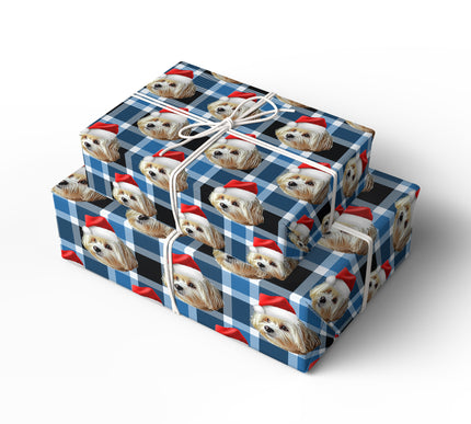 PlaidPaws Frost – Personalized Dog Christmas Wrapping Paper