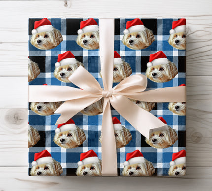 PlaidPaws Frost – Personalized Dog Christmas Wrapping Paper