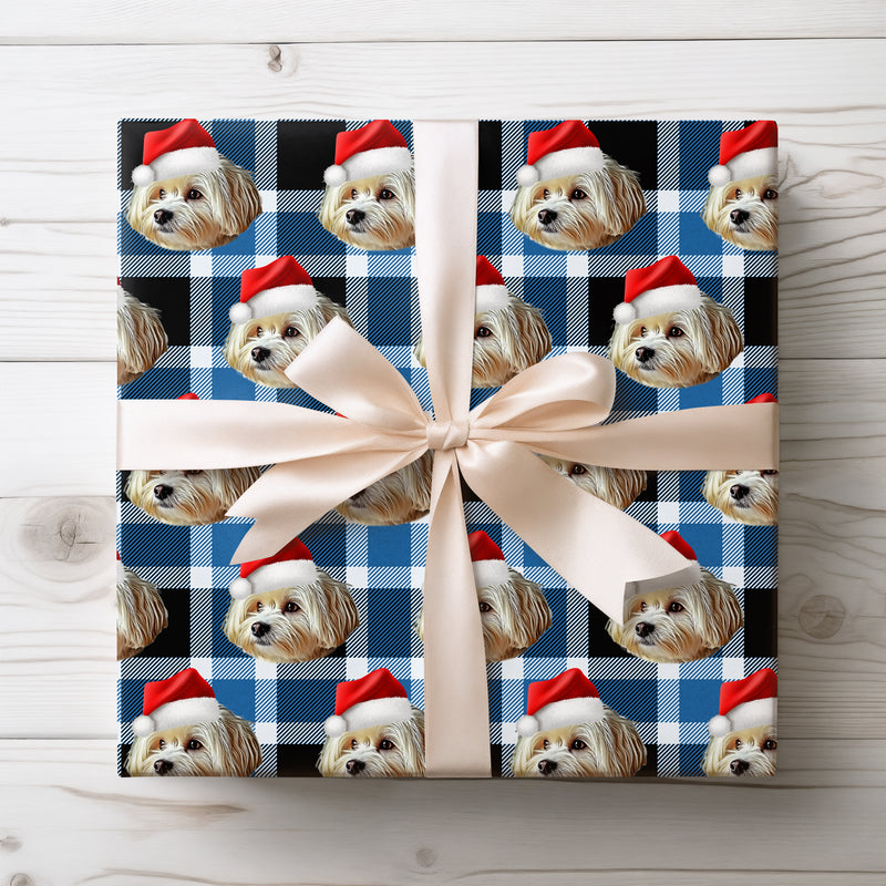 PlaidPaws Frost – Personalized Dog Christmas Wrapping Paper