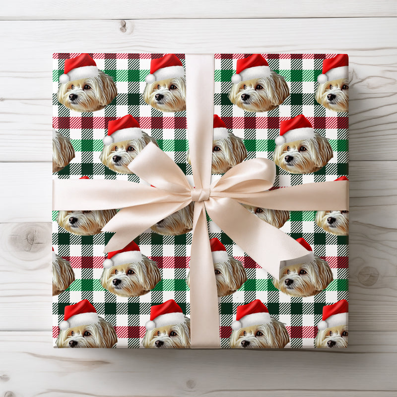 PlaidPaws Evergreen – Personalized Dog Christmas Wrapping Paper