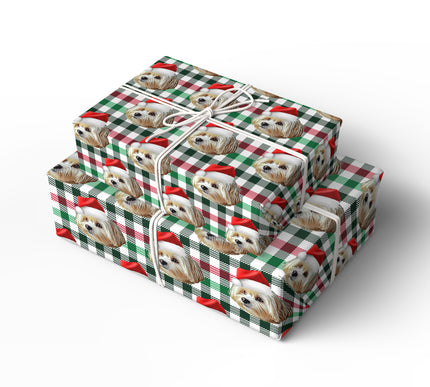 PlaidPaws Evergreen – Personalized Dog Christmas Wrapping Paper