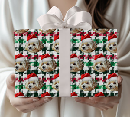 PlaidPaws Evergreen – Personalized Dog Christmas Wrapping Paper