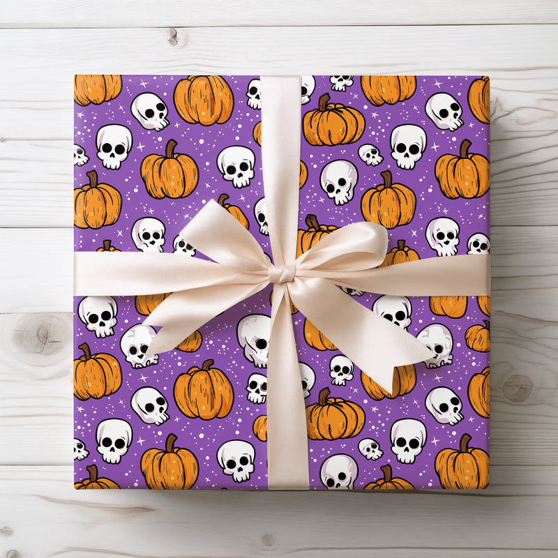 BonePatch – Pumpkin & Skull Halloween Wrapping Paper