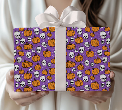 BonePatch – Pumpkin & Skull Halloween Wrapping Paper