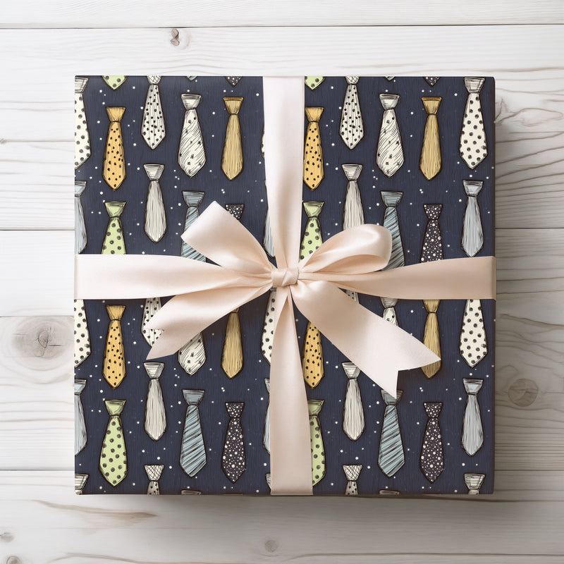 Dapper Dad Doodles - Father's Day Necktie Wrapping Paper