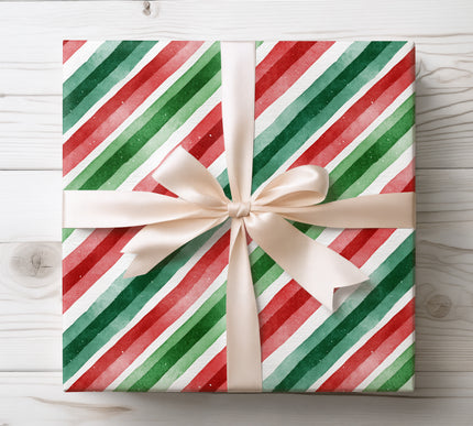 Sweet and cheerful, Evergleam features watercolor candy stripes. Perfect for Christmas gifts, holiday parties, and festive surprises. 