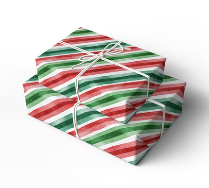Evergleam – Watercolor Candy Stripe Christmas Wrapping Paper