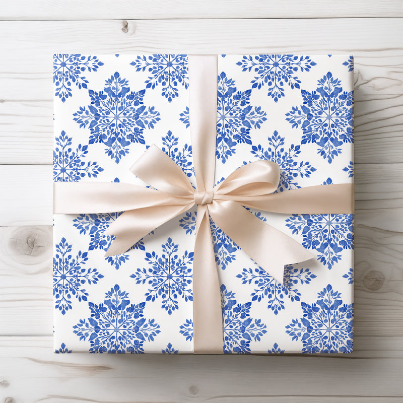 Frostbloom – Blue Snowflake Wrapping Paper