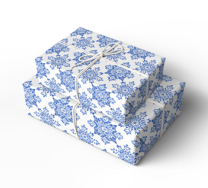 Frostbloom – Blue Snowflake Wrapping Paper