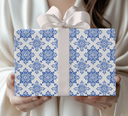 Frostbloom – Blue Snowflake Wrapping Paper
