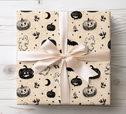 Add eerie charm with GhostlyNight, a Halloween wrapping paper featuring ghostly designs. Great for trick-or-treat gifts and haunted party celebrations. 