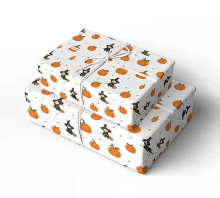 PumpkinSprite – Cute Witch & Pumpkin Halloween Wrapping Paper