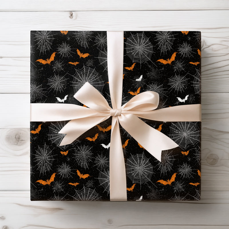 SpindleFlight – Bat & Web Halloween Wrapping Paper