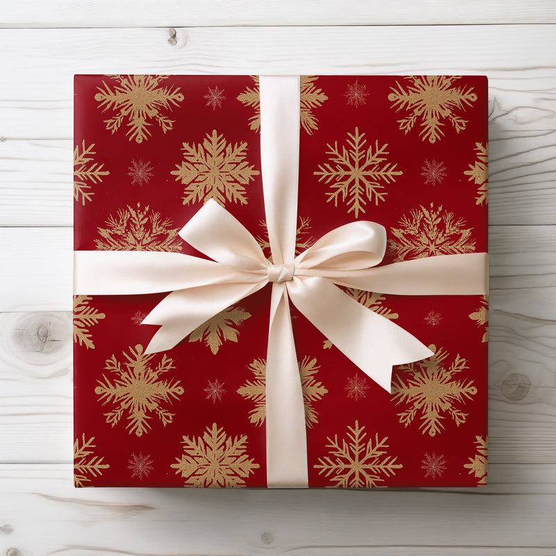 SparkFlake – Golden Snowflake Wrapping Paper