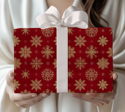 SparkFlake – Golden Snowflake Wrapping Paper