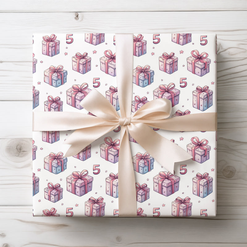 StarGleam – Number 5 Birthday Gift Wrapping Paper