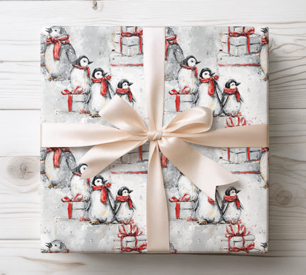 ArcticWhimsy – Penguin Christmas Wrapping Paper