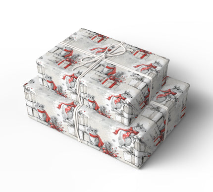 Berrisquirrel – Festive Squirrel with Red Scarf Wrapping Paper