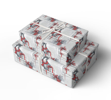 Donkara – Festive Donkey with Red Scarf Wrapping Paper