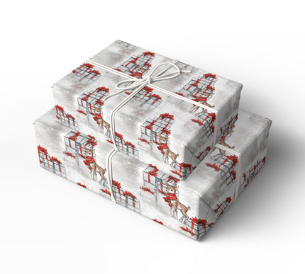 Fawnveil – Baby Deer with Red Scarf Christmas Wrapping Paper