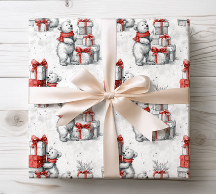 Frostcub – Polar Bear with Gifts Holiday Wrapping Paper