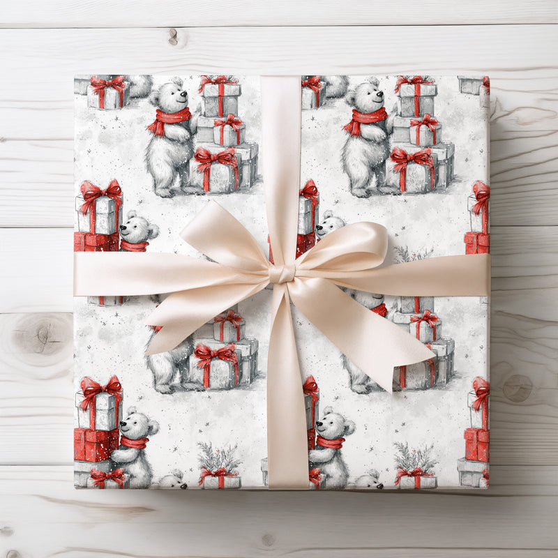 Frostcub – Polar Bear with Gifts Holiday Wrapping Paper