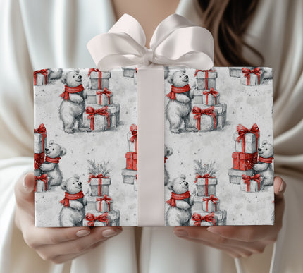Frostcub – Polar Bear with Gifts Holiday Wrapping Paper