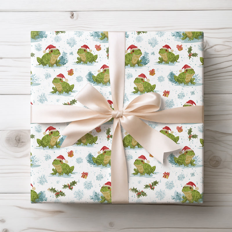 Frosttoad – Christmas Frog with Santa Hat Wrapping Paper