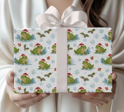 Frosttoad – Christmas Frog with Santa Hat Wrapping Paper