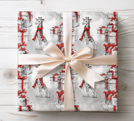 Giralune – Giraffe in Red Scarf Christmas Wrapping Paper