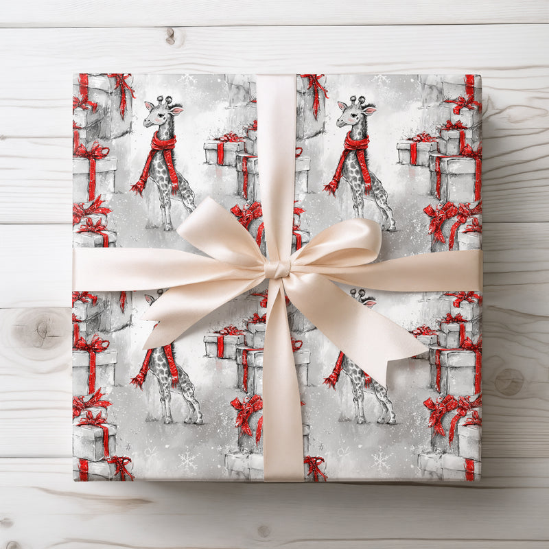 Giralune – Giraffe in Red Scarf Christmas Wrapping Paper