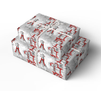 Giralune – Giraffe in Red Scarf Christmas Wrapping Paper