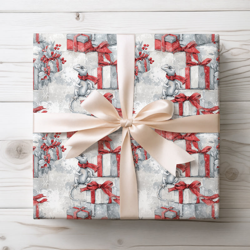 Glacira – Winter Lizard with Christmas Gifts Wrapping Paper