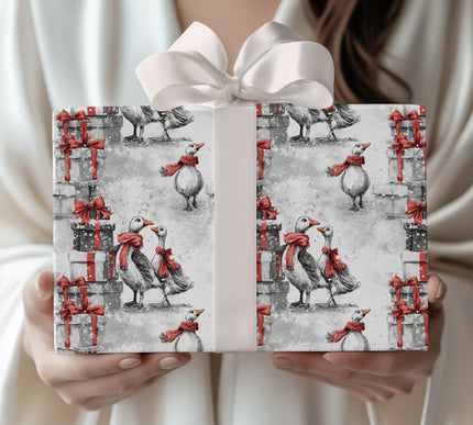 Hollygander – Winter Goose with Red Scarf Christmas Wrapping Paper